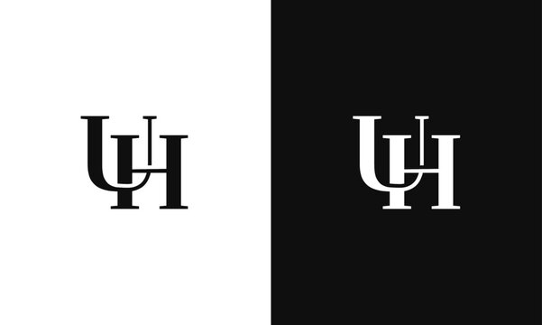 Letter UH, HU Logomark vector template, fully Editable as Vector Format in Black and White Color palette.