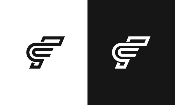 CF letters creative, minimal monogram logo vector template. FC Letter Logo Design Creative Modern Vector in black and white color.
