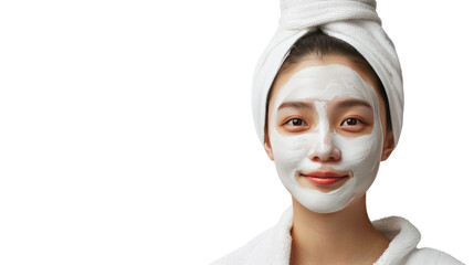 Woman applying a facial mask for a spa treatment