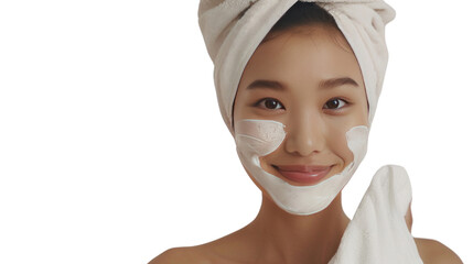 Woman applying facial mask for a spa-like skincare treatment at home
