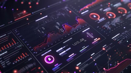 Obraz premium An HUD interface with a 3D balance sheet and business data charts 