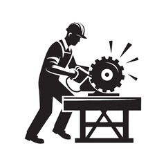 Agile Silhouette of a Laborer Demonstrating Dexterity - Labor Illustration - Labor Vector
