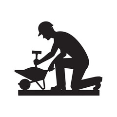 Unwavering Silhouette of a Laborer Committed to the Task - Labor Illustration - Labor Vector
