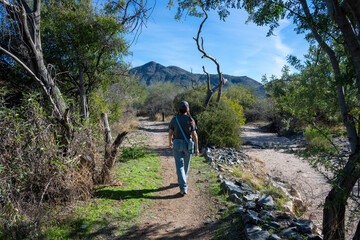 A woman hiking in an Arizona trail