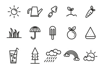 Fototapeta premium collection of 15 spring icons in line style