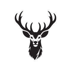 deer head silhouette vector | Deer black and white logo design