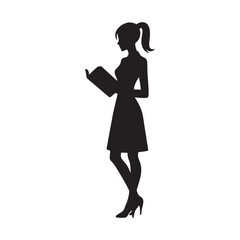 Inspiring Imagination: A Librarian Silhouette Fueling the Fire of Creativity - Librarian Illustration - Librarian Vector
