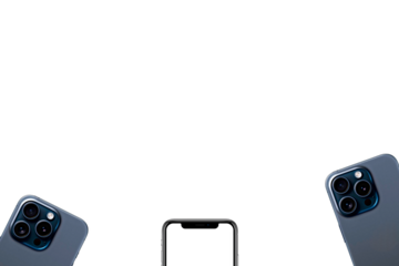 Smartphone featuring an empty screen against a clean backdrop, providing room for text. White background for a premium mockup, available in PNG format.