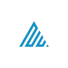 NU letter vector logo, abstract combination of blue triangles
