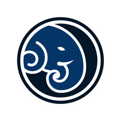 Elephant in circle sign logo emblem on white  background