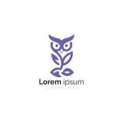 Minimalist Owl Logo Design Featuring Purple Hues and Modern Typography