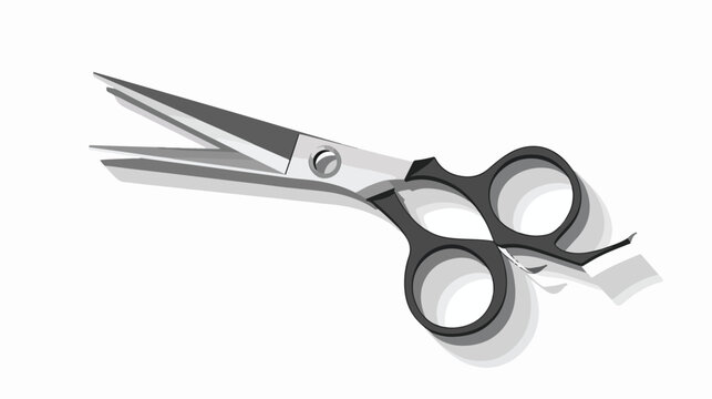 Hair scissors icon. White background with shadow design