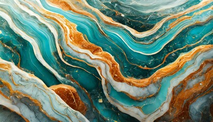 Abstract Ocean with Luxurious Texture, Marble Swirls and Agate Stone Veins - obrazy, fototapety, plakaty
