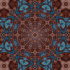 Seamless abstract square pattern. Symmetrical round pattern. Author's patterns.