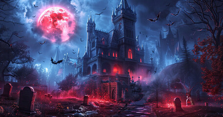 Obraz premium hunted spooky mansion background