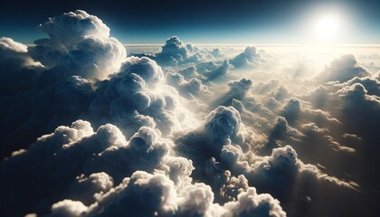 Fantastic raw photograph detailed textures of clouds in the azure blue white wallpaper background landscape