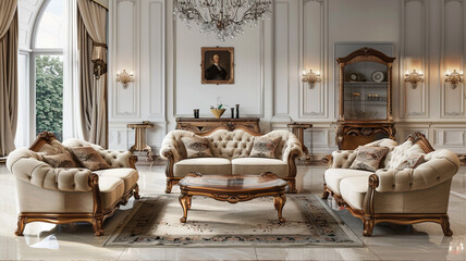 Fototapeta na wymiar Wicker Chandelier Above Wooden Scandinavian Sofa with Cozy Ambiance.