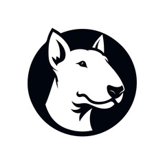 Bull Terrier dog. Logo. Simple modern design, icon, print. Black and white