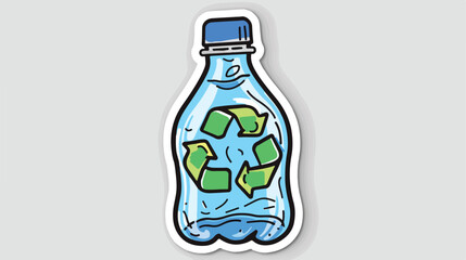Plastic recycling sticker doodle icon