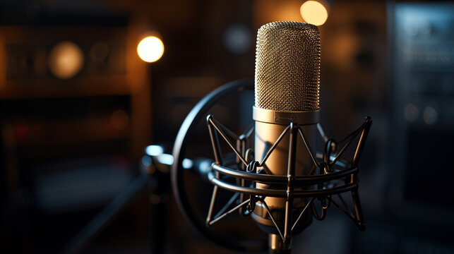 Studio mic with copy space