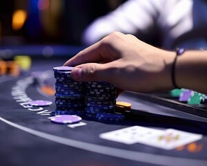 Fototapeta premium Blackjack strategy at play decisions on hit or stand table united against the dealers hand