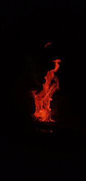 High flames with dark background