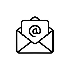 Outline email icon isolated on grey background. Open envelope pictogram. Line mail symbol for website design, mobile application, ui. Vector illustration. Eps10