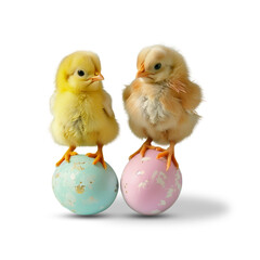 Naklejka premium Chicks on an egg. transparent background. Happy Easter