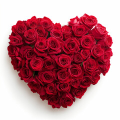 Heart Made of Red Roses Isolated white background
