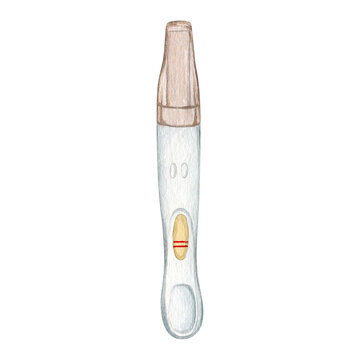 Watercolor pregnancy test clipart illustration