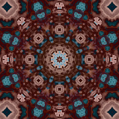 Seamless abstract square pattern. Symmetrical round pattern. Author's patterns.