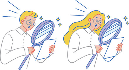 気づき・発見をする男女のイラスト