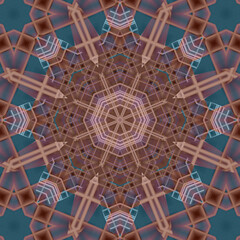 Seamless abstract square pattern. Symmetrical round pattern. Author's patterns.