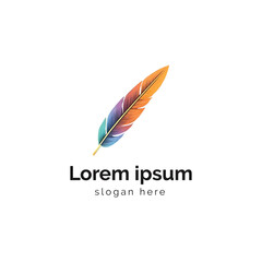 Vibrant Multi-Colored Feather Logo Design on a Clean White Background