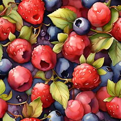 Watercolor summer berry, generative ai