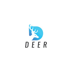 Abstract Deer Silhouette Logo With Blue and White Color Scheme