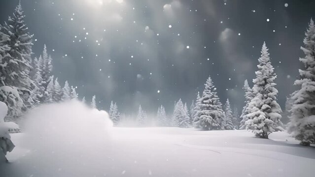 Snowy Landscape With Trees in Foreground Generative AI