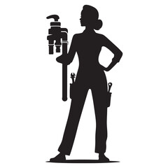 Resourceful Plumber Silhouette: Tackling Any Challenge - Plumber Illustration - Plumber Vector
