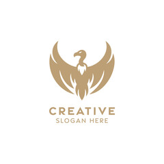 Elegant Golden Phoenix Logo Representing Creativity and Rebirth