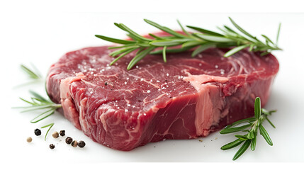 fresh raw beef steak isolated on white background,  generative ai