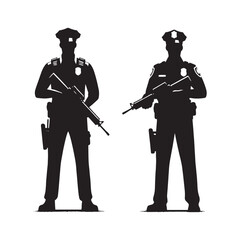 A Beacon of Hope: A Helpful Police Silhouette Offering Assistance - Police Illustration - Police Vector
