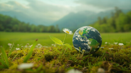 Save the world with nature background 