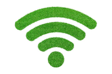 Wi-fi icon covered of green grass isolated on transparent background. PNG File