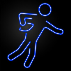 rugby neon sign, modern glowing banner design, colorful modern design trend on black background. Vector illustration.