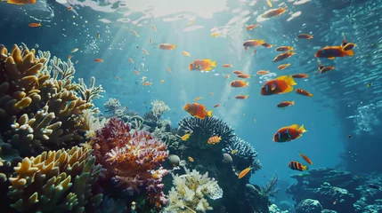 Fotobehang Underwater scene with corals and beautiful tropic © imran