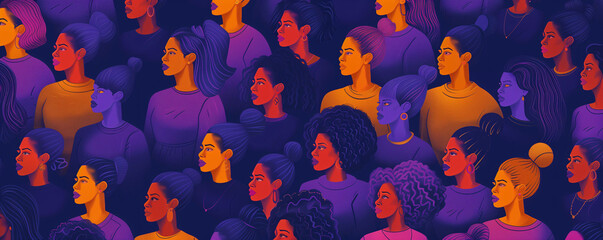 Women's Day. Illustration of a crowd of women in a sign of unity.