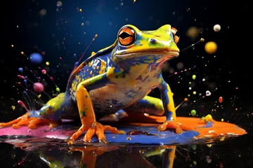 Deurstickers a frog, cute, cartoon frog © Salawati