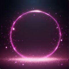Magenta gradient dark empty circle with shiny stars and bokeh effect, fantastic magic texture