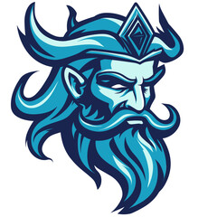 Bearded man god Poseidon esport vector logotype, logo Poseidon, icon Poseidon, sticker Poseidon, symbol Poseidon, emblem Poseidon