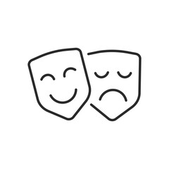 Emotions icon. Theather or masquerade, acting simple line icon isolated on white background. Vector illustration